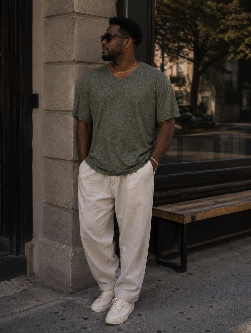 Old Navy Men’s Large Heather Olive Green Soft-Washed V-Neck T-Shirt NWT